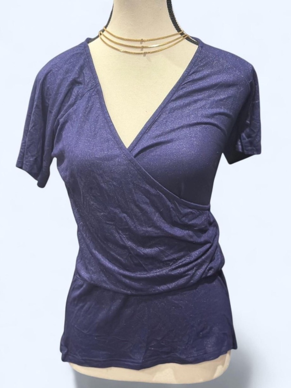 NWT NOS Y2K April Girl Blue Wrap Style Short Sleeve Shirt Y2K Baddie